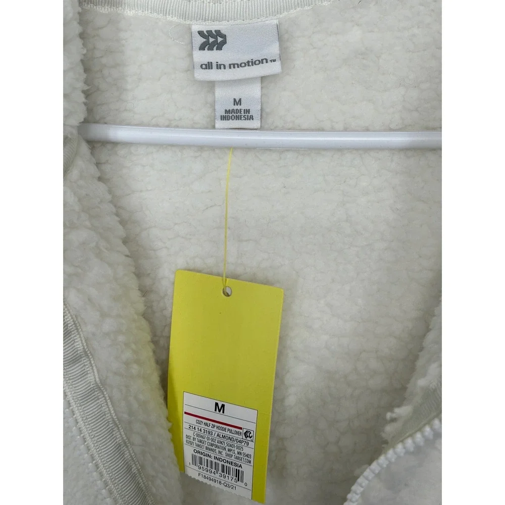 All In Motion Faux Fur 1/2 Zip Hoodie Sweatshirt Thumbhole Cuffs Women's Med NWT - Picture 5 of 9